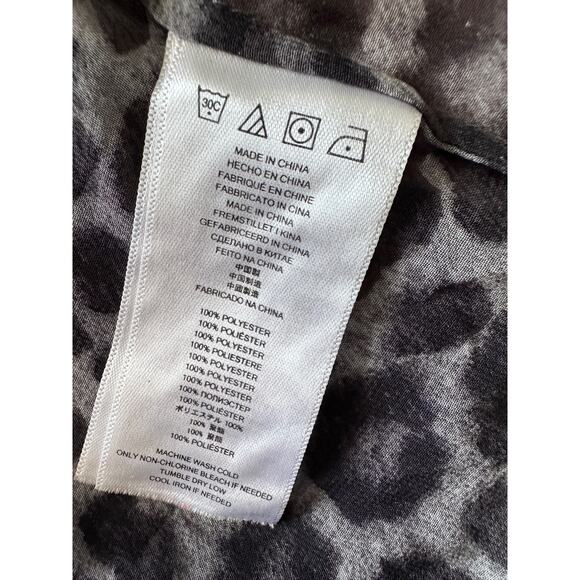 MICHAEL Michael Kors Womens Top Blouse Animal Print Bow Semi-Sheer Gray Black S - Picture 8 of 8